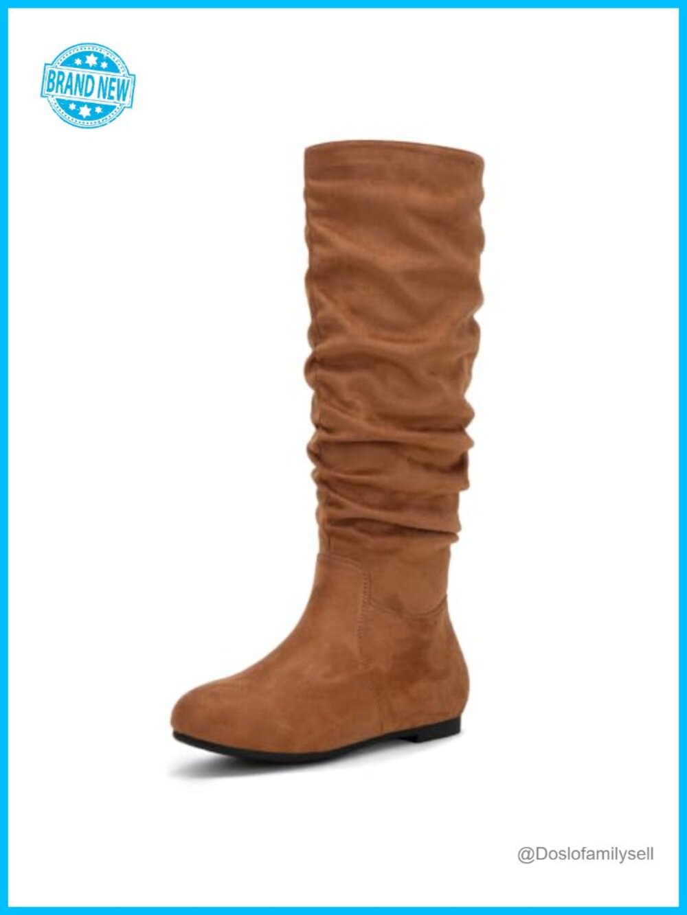 Women's Knee High Slouch Boots Suede Flat Pull On Tall Boot